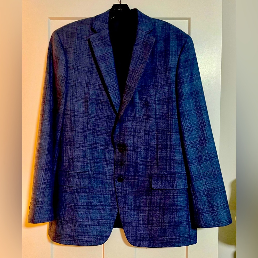 Michael Kors Blue Plaid Wool blend Sports Coat